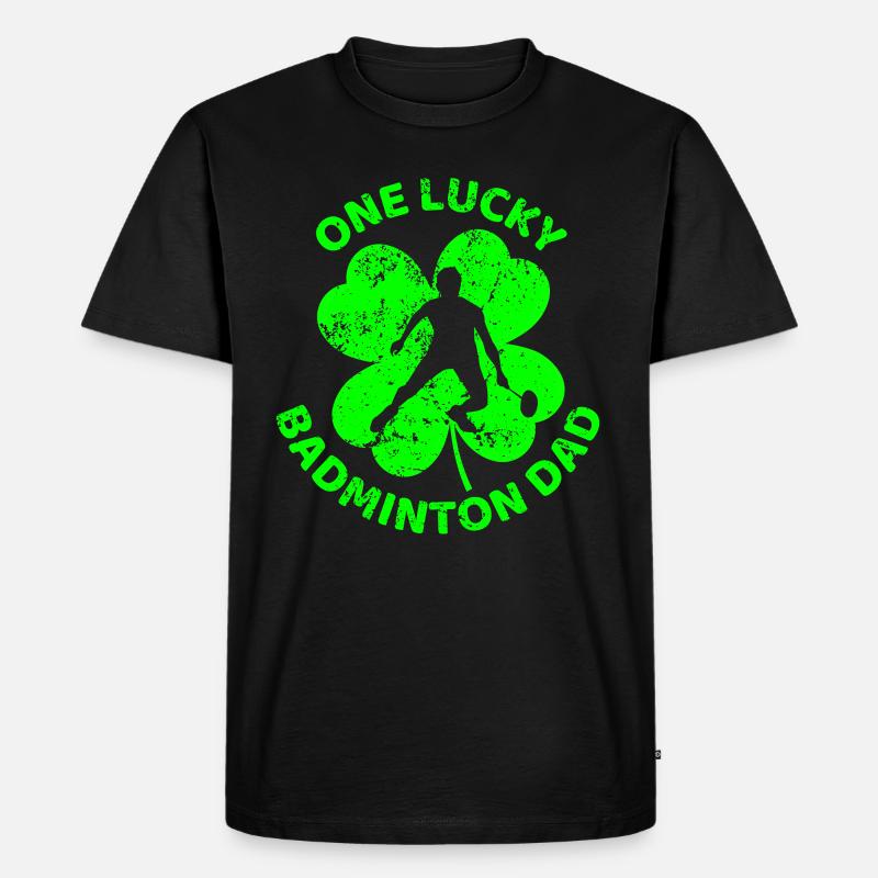 Badminton St. Patrick's Day Kleeblatt - Männer Premium Bio T-Shirt - Schwarz