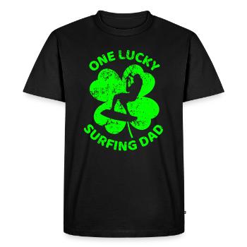 Surfing St. Patrick's day shamrock - Men's Premium Organic T-Shirt - black - Front - Nico (187cm)