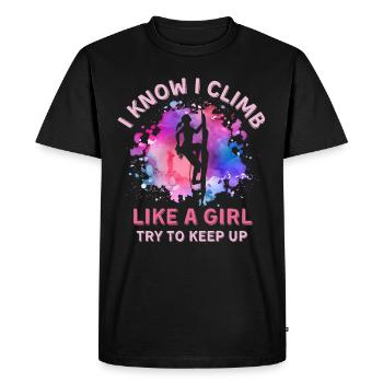 Femmes grimpeuses - T-shirt Premium bio Homme - noir - Devant - Nico (187cm)