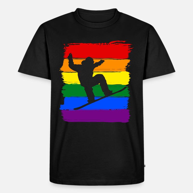 Snowboarden LGBT Pride - Männer Premium Bio T-Shirt - Schwarz
