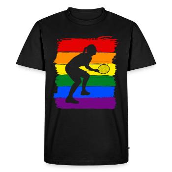 Femmes Badminton LGBT - T-shirt Premium bio Homme - noir - Devant - Nico (187cm)