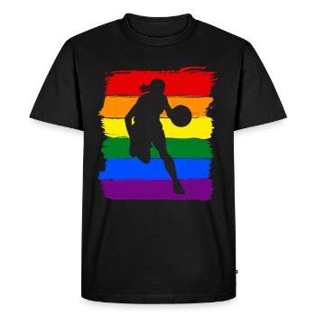 Basketball féminin LGBT - T-shirt Premium bio Homme - noir - Devant - Nico (187cm)