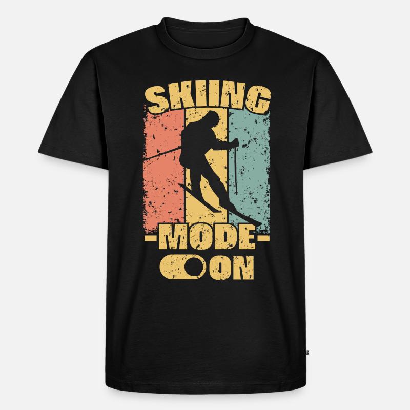 Skifahren retro - Männer Premium Bio T-Shirt - Schwarz