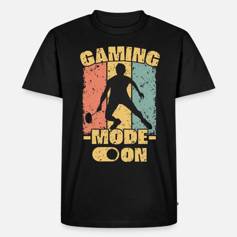 Badminton retro - Männer Premium Bio T-Shirt - Schwarz