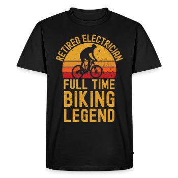 Retired electrician biking legend - Men's Premium Organic T-Shirt - black - Front - Nico (187cm)