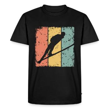 Ski-jumping retro - Men's Premium Organic T-Shirt - black - Front - Nico (187cm)