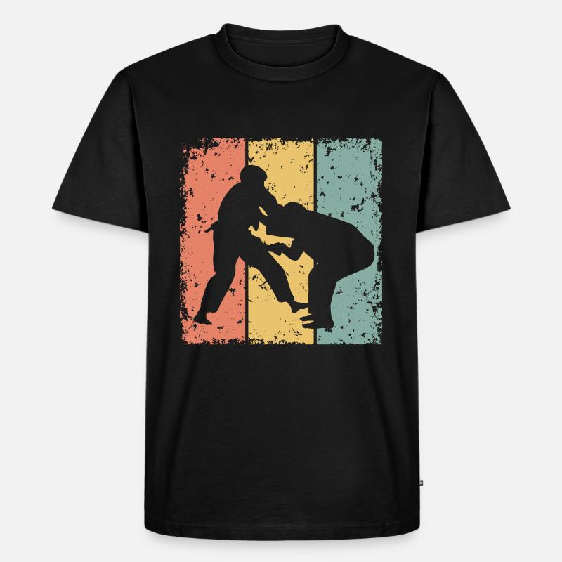 Judo Retro - Männer Premium Bio T-Shirt - Schwarz