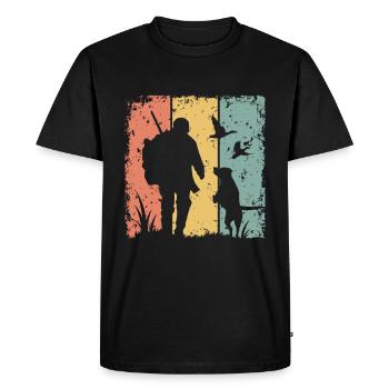 Chasse rétro - T-shirt Premium bio Homme - noir - Devant - Nico (187cm)
