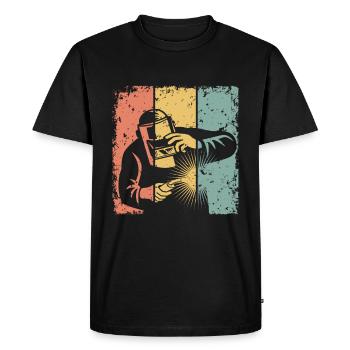 Welding retro - Men's Premium Organic T-Shirt - black - Front - Nico (187cm)