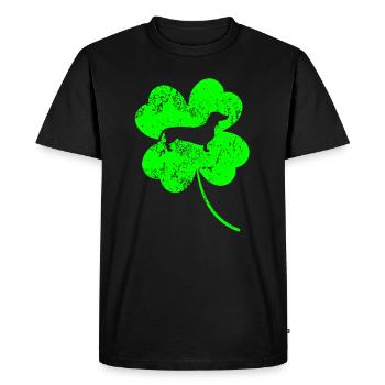 Teckel Saint-Patrick jour Trèfle - T-shirt Premium bio Homme - noir - Devant - Nico (187cm)