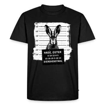Osterhase Mugshot Polizeifoto Hase Ostern - Männer Premium Bio T-Shirt - Schwarz - Vorne - Nico (187cm)