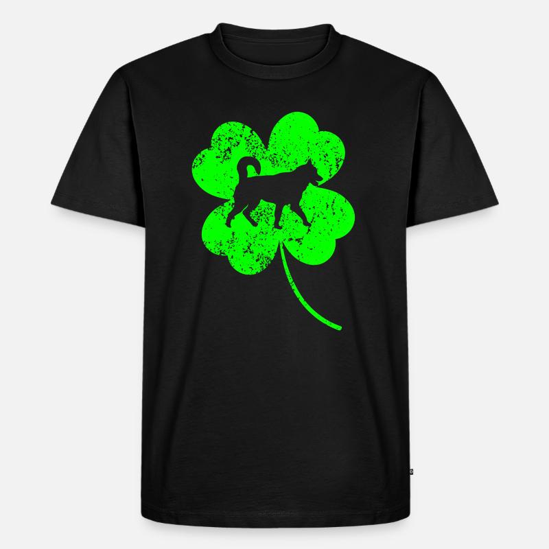 Husky St.Patrick's day Shamrock - Männer Premium Bio T-Shirt - Schwarz