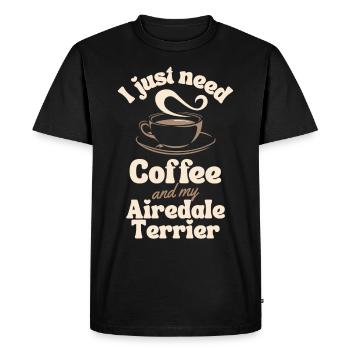 Amateur de café Airedale-terrier - T-shirt Premium bio Homme - noir - Devant - Nico (187cm)