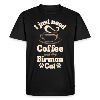Amateur de café Birman-chat - T-shirt Premium bio Homme - noir - Devant - Nico (187cm)