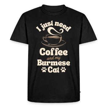 Café Birman-chat amoureux - T-shirt Premium bio Homme - noir - Devant - Nico (187cm)