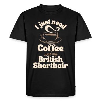 Amateur de café British shorthair - T-shirt Premium bio Homme - noir - Devant - Nico (187cm)