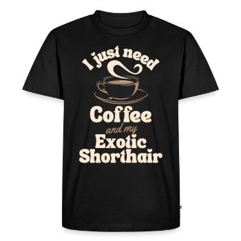 Café Exotic-shorthair lover - T-shirt Premium bio Homme - noir - Devant - Nico (187cm)