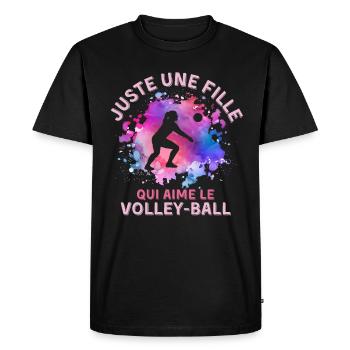 Volley-ball fille - T-shirt Premium bio Homme - noir - Devant - Nico (187cm)