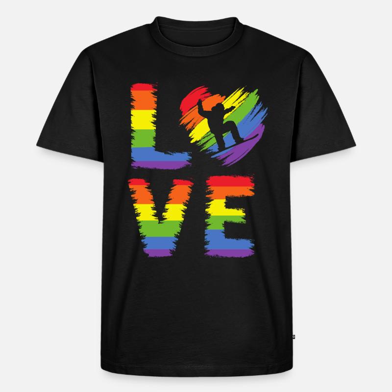 Snowboarden LGBT Pride - Männer Premium Bio T-Shirt - Schwarz