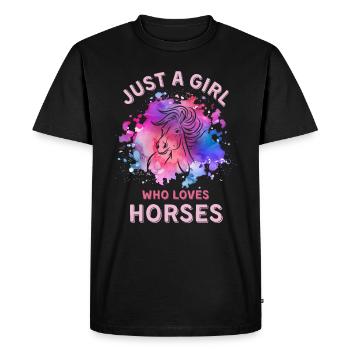 Just a girl who loves Horses - Men's Premium Organic T-Shirt - black - Front - Nico (187cm)