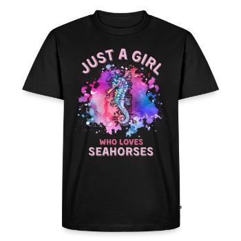 Just a girl who loves Seahorses - Men's Premium Organic T-Shirt - black - Front - Nico (187cm)