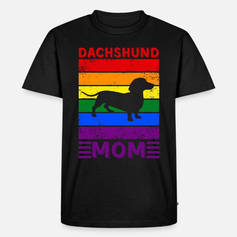 Dackel Mama LGBTQ Regenbogenflagge - Männer Premium Bio T-Shirt - Schwarz