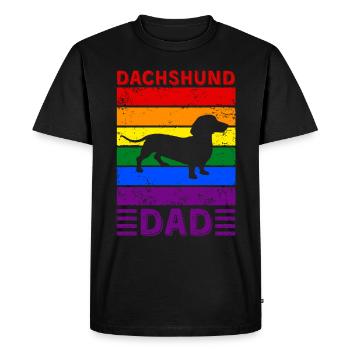 Teckel Papa LGBTQ Drapeau arc-en-ciel - T-shirt Premium bio Homme - noir - Devant - Nico (187cm)
