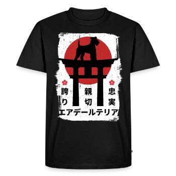 Airedale-terrier chien Japon kanji - T-shirt Premium bio Homme - noir - Devant - Nico (187cm)