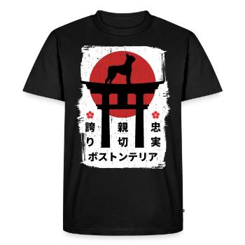 Boston-terrier chien Japon kanji - T-shirt Premium bio Homme - noir - Devant - Nico (187cm)