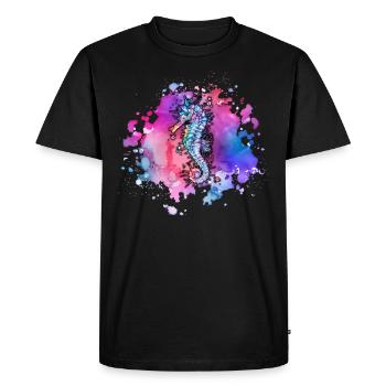 Seahorse earth-day ocean-day - Men's Premium Organic T-Shirt - black - Front - Nico (187cm)
