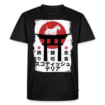 Chien terrier écossais Japon kanji - T-shirt Premium bio Homme - noir - Devant - Nico (187cm)