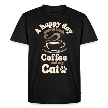 Amateur de chat de café - T-shirt Premium bio Homme - noir - Devant - Nico (187cm)