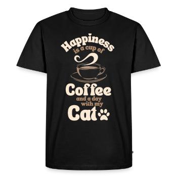 Amateur de chat de café - T-shirt Premium bio Homme - noir - Devant - Nico (187cm)