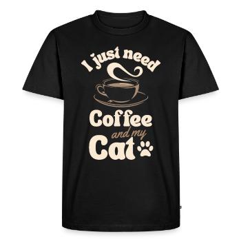 Amateur de chat de café - T-shirt Premium bio Homme - noir - Devant - Nico (187cm)