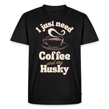 Amateur de café Husky - T-shirt Premium bio Homme - noir - Devant - Nico (187cm)