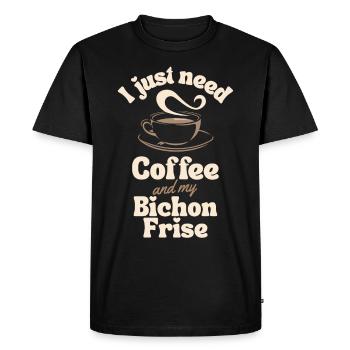 Amateur de café Bichon-frise - T-shirt Premium bio Homme - noir - Devant - Nico (187cm)
