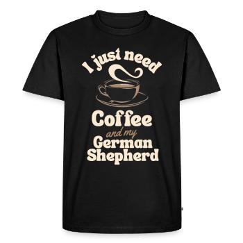 Coffee German-shepherd lover - Men's Premium Organic T-Shirt - black - Front - Nico (187cm)