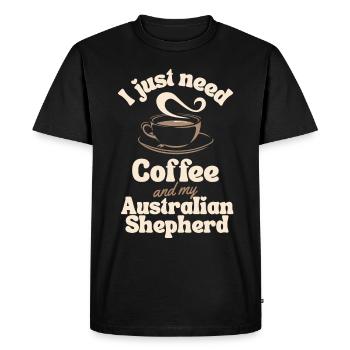 Coffee Australian-shepherd lover - Men's Premium Organic T-Shirt - black - Front - Nico (187cm)