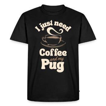 Amateur de carlin au café - T-shirt Premium bio Homme - noir - Devant - Nico (187cm)