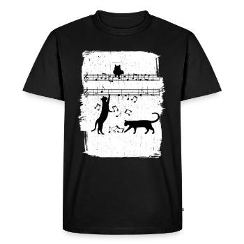 Katzen-Musiknoten - Männer Premium Bio T-Shirt - Schwarz - Vorne - Nico (187cm)