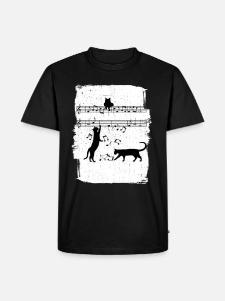 Cat Music Notes - Men's Premium Organic T-Shirt - black