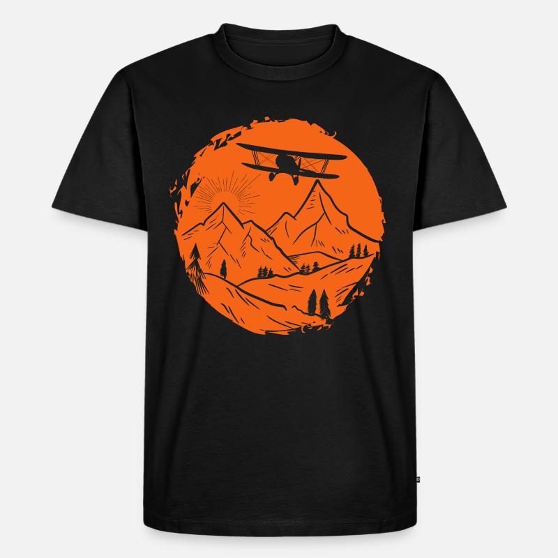 Doppeldecker-Fliegen - Männer Premium Bio T-Shirt - Schwarz