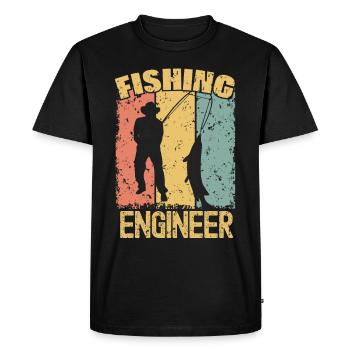 Ingénieur pêche rétro - T-shirt Premium bio Homme - noir - Devant - Nico (187cm)