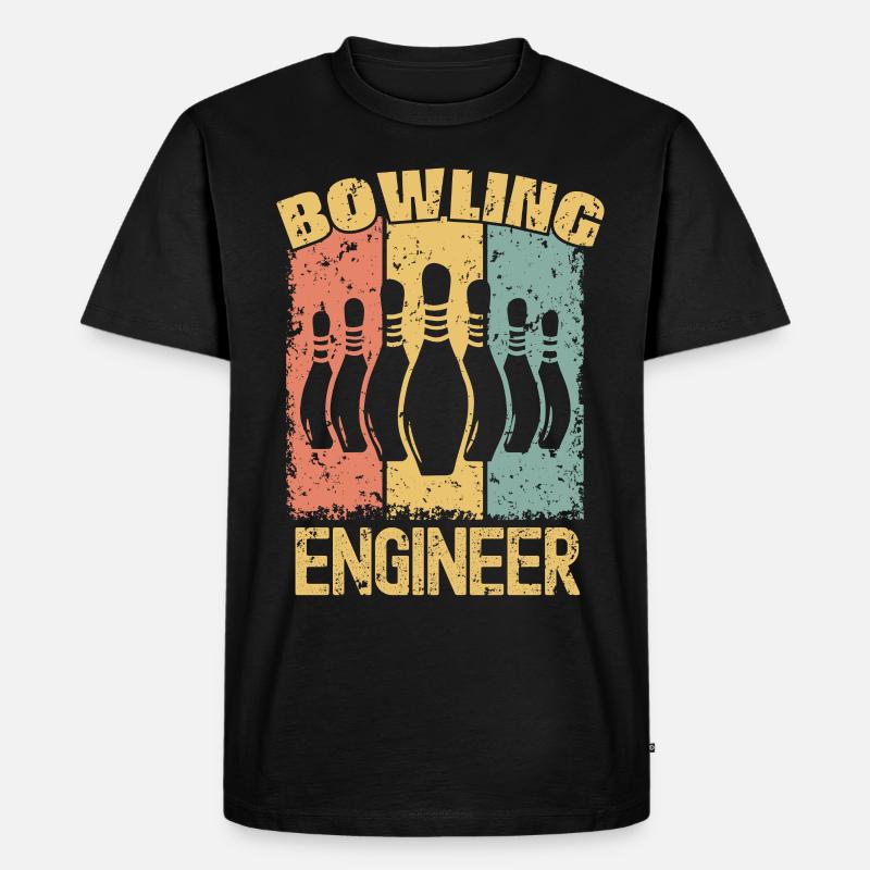 Bowling-Ingenieur retro - Männer Premium Bio T-Shirt - Schwarz