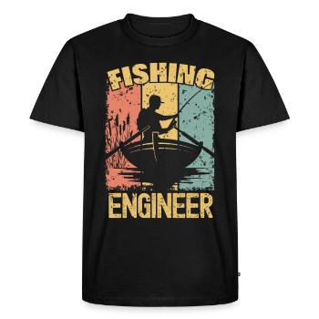 Ingénieur pêche rétro - T-shirt Premium bio Homme - noir - Devant - Nico (187cm)