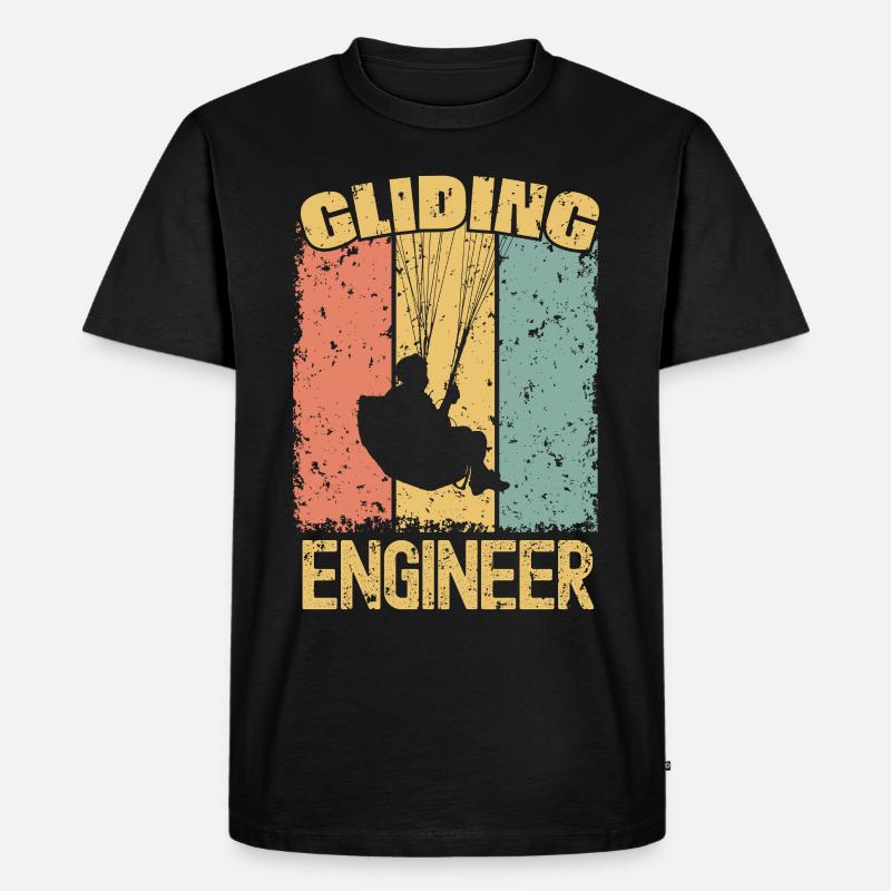 Gleitschirm Ingenieur retro - Männer Premium Bio T-Shirt - Schwarz