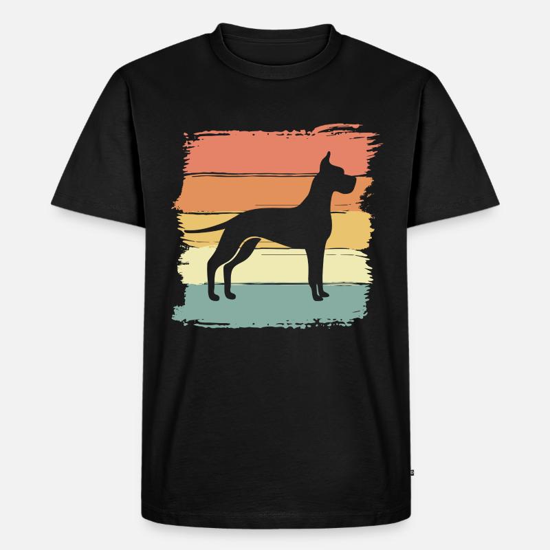 Deutsche Dogge Retro - Männer Premium Bio T-Shirt - Schwarz