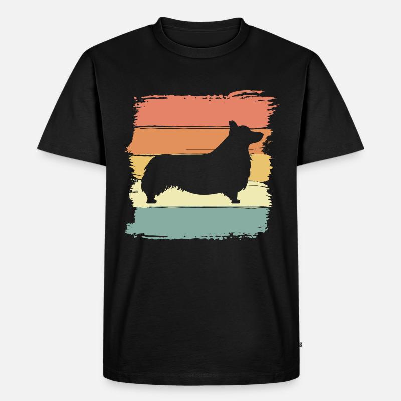 Corgi Retro - Männer Premium Bio T-Shirt - Schwarz
