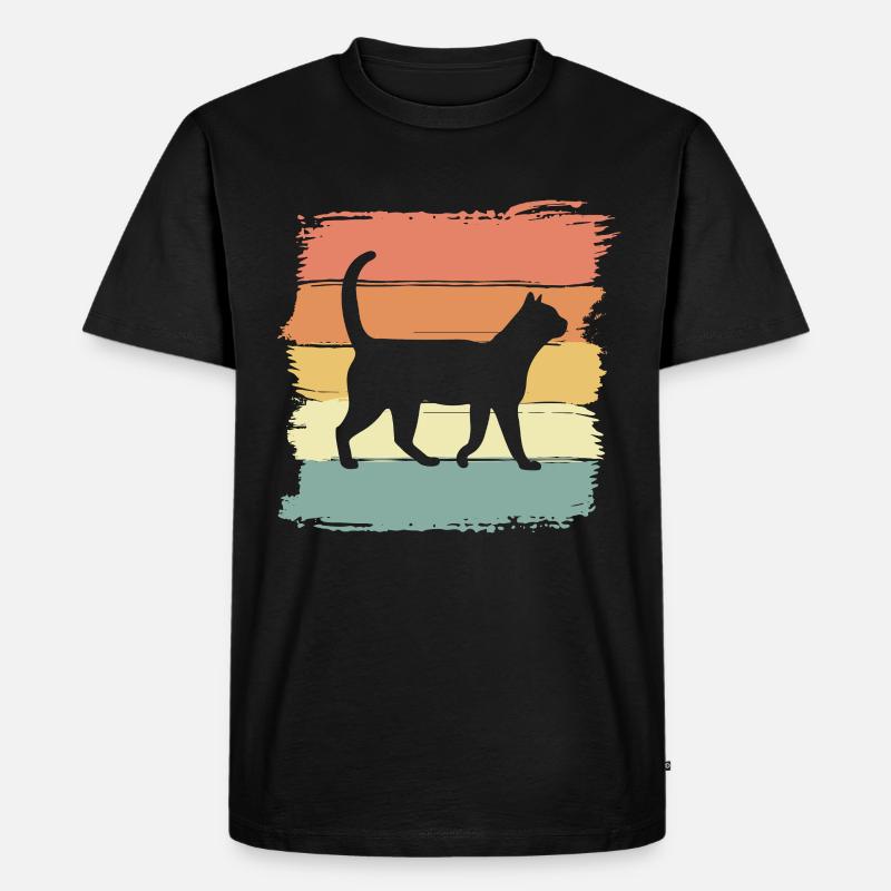 Katze retro - Männer Premium Bio T-Shirt - Schwarz