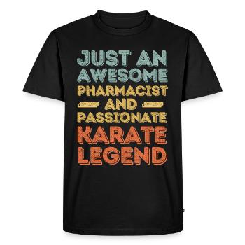 Pharmacist Karate legend retro - Men's Premium Organic T-Shirt - black - Front - Nico (187cm)
